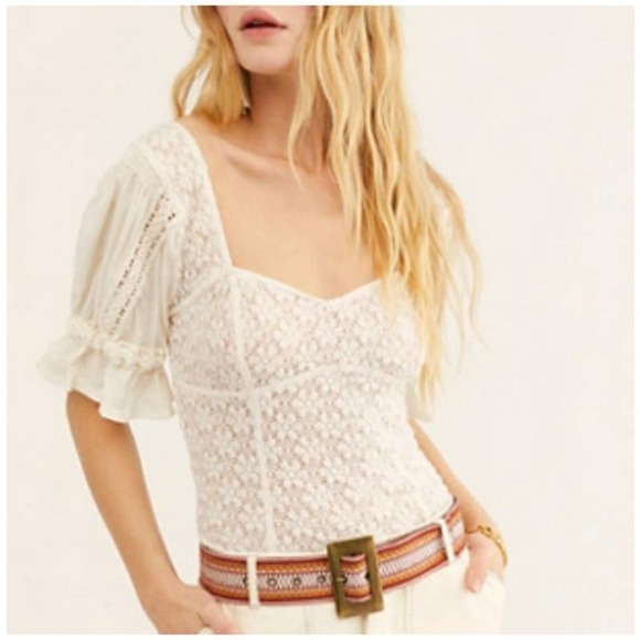 Free People Tops - FREE PEOPLE Spring Fling Top Ivory Boho Bustier